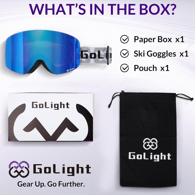 Golight XL Frameless Ski Goggles – OTG Snowboard Goggles with Anti-Fog Lens, UV400 REVO Mirror Protection for Men & Women - Image 4